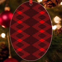 Pattern Rot Schwarz Uv Print Acrylic Ornament Oval