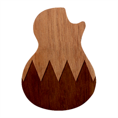 Zig Zag Chevron Classic Pattern Guitar Shape Wood Guitar Pick Holder Case And Picks Set