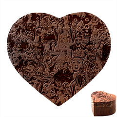 Vintage Horror Collage Pattern Heart Wood Jewelry Box