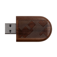 Abstract Pattern Line Art Design Decoration Wood Oval Usb Flash Drive