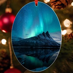 Aurora Borealis Mountain Reflection Uv Print Acrylic Ornament Oval