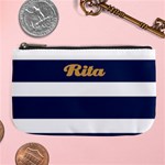 Personalized Marine Stripe Color Name Any Text Large Coin Purse Large Coin Purse Front