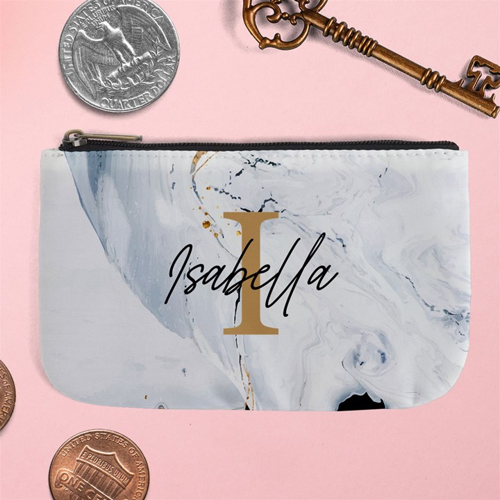 Personalized Initial Name Marble Large Coin Purse Large Coin Purse