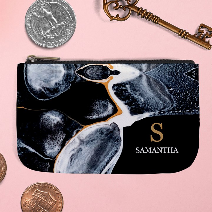 Personalized Initial Name Marble Large Coin Purse Large Coin Purse