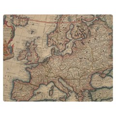 Old Vintage Classic Map Of Europe Two Sides Premium Plush Fleece Blanket (teen Size)