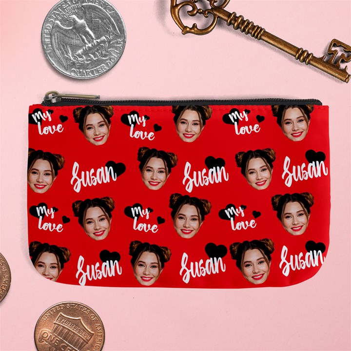 Personalized Photo Many Face Head Name Large Coin Purse Large Coin Purse