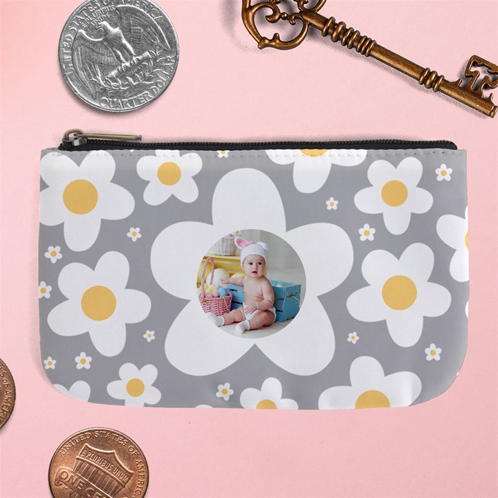 Personalized Photo Floral Pattern Large Coin Purse Large Coin Purse
