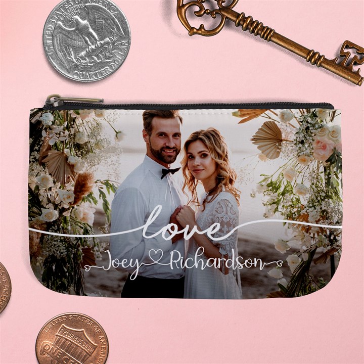 Personalized Wedding Couple Photo Name Large Coin Purse Large Coin Purse