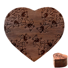 Grateful Dead Bears  Pattern Heart Wood Jewelry Box