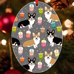 Corgi Boba Tea Bubble Tea Kawaii Food Welsh Corgis Dog Uv Print Acrylic Ornament Oval