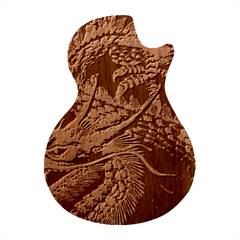 Japanese Dragon Pentagram Guitar Shape Wood Guitar Pick Holder Case And Picks Set