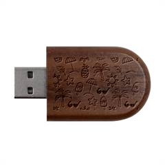 Summer Pineapple Fruit Tropical Wood Oval Usb Flash Drive
