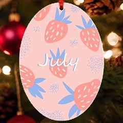 July Summer Strawberry Pink Berry Uv Print Acrylic Ornament Oval