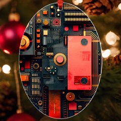 Tech Technology Pattern Uv Print Acrylic Ornament Oval