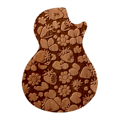 Strawberries Pattern Guitar Shape Wood Guitar Pick Holder Case And Picks Set