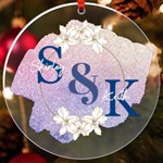 Personalized Name Watercolor white flower Frame UV Print Acrylic Ornament Round UV Print Acrylic Ornament Round Front