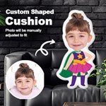 Personalized Photo in Superwoman Cartoon Style Custom Shaped Cushion Cut To Shape Cushion Case Front