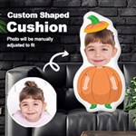 Personalized Photo in Pumpkin Monster Cartoon Style Custom Shaped Cushion Cut To Shape Cushion Case Front