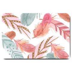 Feathers, Boho, Cute, Feather, Pastel Large Doormat