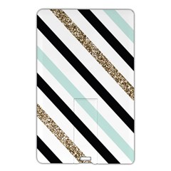Pattern, Blue, Gold, Lines, Stripes Name Card Style Usb Flash Drive