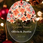 Personalized Christmas Photo Any Text Name Married UV Print Acrylic Ornament Oval UV Print Acrylic Ornament Oval Front