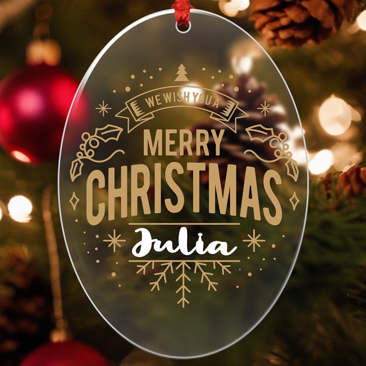 Personalized We Wish you a Merry Christmas Name UV Print Acrylic Ornament Oval UV Print Acrylic Ornament Oval