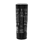Personalized Halloween Skull and Bones Illustration Name Any Text Stainless Steel Travel Tumbler 20oz Stainless Steel Travel Tumbler (Black) Front