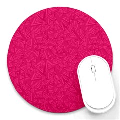 Pink Abstract Crimson Triangle Round Mousepad