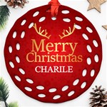 Personalized Merry Christmas Name Any Text Round Filigree Ornament Round Filigree Ornament (Two Sides) Back