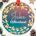 Personalized Our First Christmas Together Photo Name Any Text Round Filigree Ornament Round Filigree Ornament (Two Sides) Front