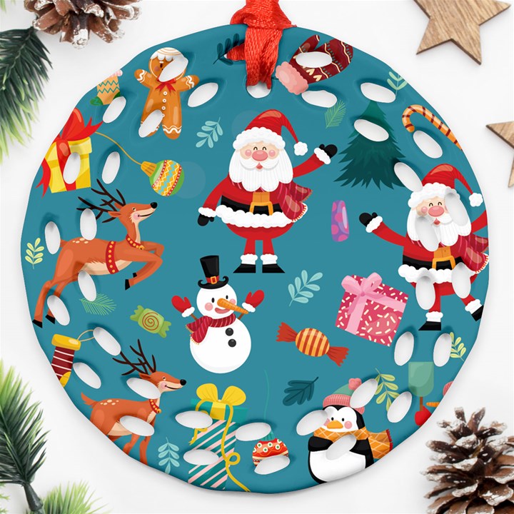Personalized Merry Christmas Photo Round Filigree Ornament Round Filigree Ornament (Two Sides)