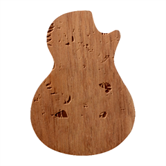 Floral And Leaves Pattern Guitar Shape Wood Guitar Pick Holder Case And Picks Set