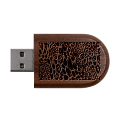Leopard Skin Texture, Macro, Brown Wood Oval Usb Flash Drive
