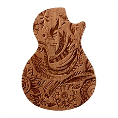 Madhubani Art A Guitar Shape Wood Guitar Pick Holder Case And Picks Set