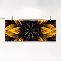 Yellow Flower Pattern Leaves Hand Towel
