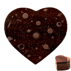Aesthetic Outer Space Cartoon Art Heart Wood Jewelry Box