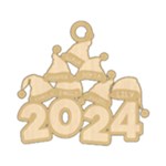 Personalized 7 Names Santa Hats Christmas Family 2024 Wood Ornament Wood Ornament Front