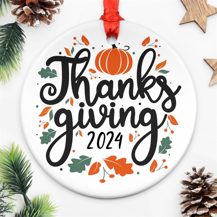Personalized Thanksgiving Photo Round Ornament Round Ornament (Two Sides)