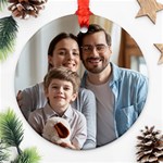 Personalized Thanksgiving Photo Family Name Any Text Round Ornament Round Ornament (Two Sides) Back