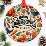 Personalized Thanksgiving Year Photo Round Ornament Round Ornament (Two Sides) Front