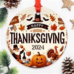 Personalized Thanksgiving Year Photo Round Ornament Round Ornament (Two Sides) Front