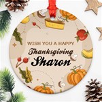 Personalized Thanksgiving Any Text Photo Round Ornament Round Ornament (Two Sides) Back