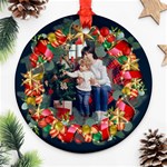 Personalized Photo Any Text Christmas Round Ornament Round Ornament (Two Sides) Front