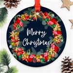 Personalized Photo Any Text Christmas Round Ornament Round Ornament (Two Sides) Back
