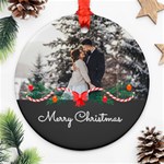 Personalized Photo Any Text Christmas Round Ornament Round Ornament (Two Sides) Front