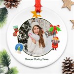 Personalized Photo Any Text Christmas Round Ornament Round Ornament (Two Sides) Front