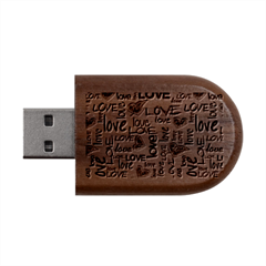 Love Abstract Background Love Textures Wood Oval Usb Flash Drive