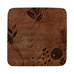 Leaves Pattern Floral Square Wood Guitar Pick Holder Case And Picks Set