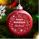 Personalized Christmas Any Text Name Led Glass Round Ornament LED Glass Round Ornament Front