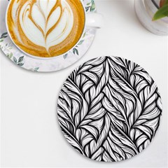 Black White Flower Texture Pattern Uv Print Round Tile Coaster